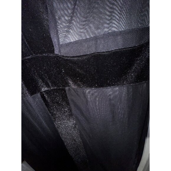Day & Night Womens V-Neck Sheer Black Dress Medium Sexy Bodycon Velvet Trim Club - Picture 4 of 7